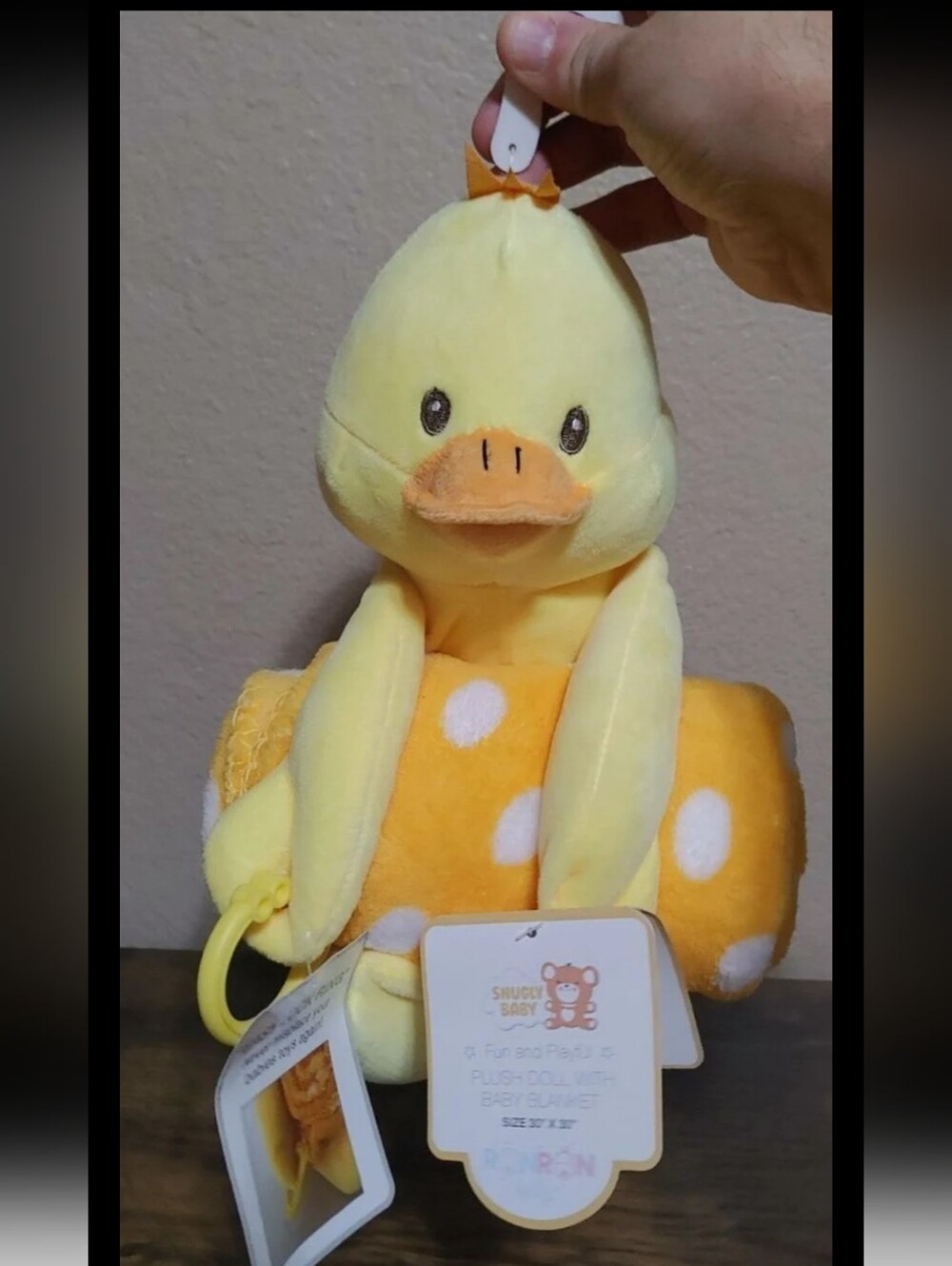 Adorable Yellow Ducky Plush & Dot Stroller Blanket Brand New With Tags.